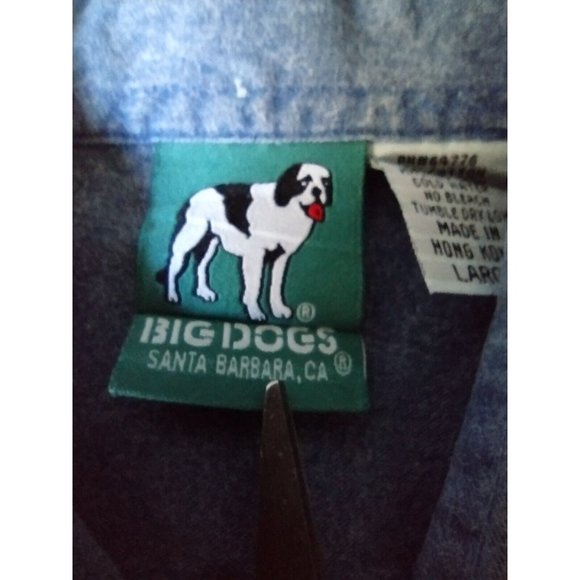 Vintage Big‎ Dogs Men Large Blue Denim Cotton Button Down Shirt Western Rodeo - Picture 6 of 7